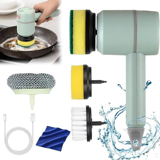 Brosse Électrique Multifonctionnelle™ – Rechargeable 1200mAh avec 4 Têtes pour Cuisine, Four, Vaisselle et Sol